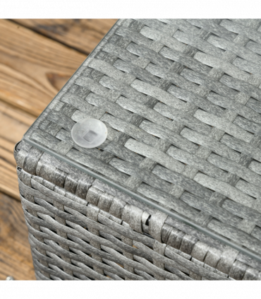 Outsunny 3Pcs Rattan Corner Sofa Set Coffee Table Garden Furniture w/ Cushion