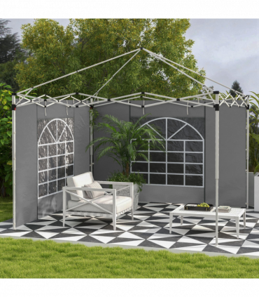 Outsunny 3x3(m) or 3x6m Pop Up Gazebo Side Panels Replacement, 2 Pack, Grey