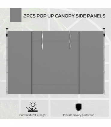 Outsunny 3x3(m) or 3x6m Pop Up Gazebo Side Panels Replacement, 2 Pack, Grey