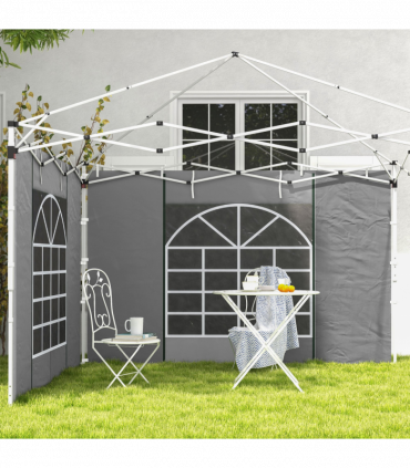 Outsunny 3x3(m) or 3x6m Pop Up Gazebo Side Panels Replacement, 2 Pack, Grey