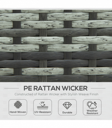 Outsunny 4 Pieces Rattan Furniture Sofa Set Chair w/ Corner Sofa Loveseat Grey