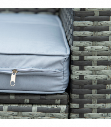 Outsunny 4 Pieces Rattan Furniture Sofa Set Chair w/ Corner Sofa Loveseat Grey