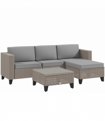 Outsunny 5 PCs Rattan Garden Furniture Set with Glass Coffee Table, Brown