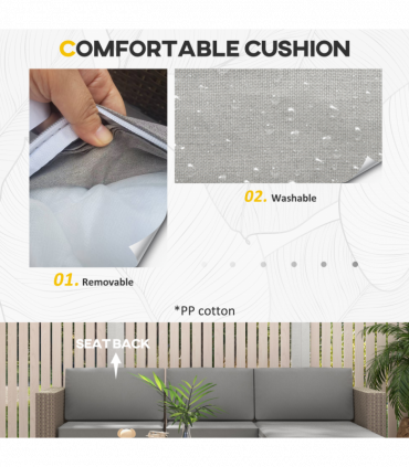 Outsunny 5 PCs Rattan Garden Furniture Set with Glass Coffee Table, Brown