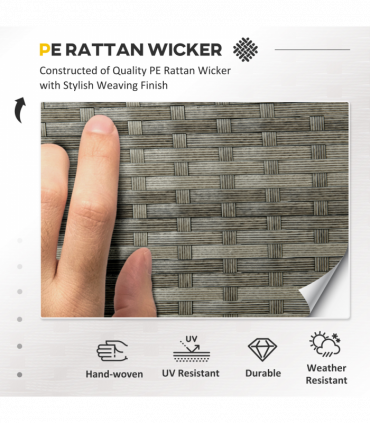 Outsunny 5Pcs Rattan Dining Corner Sofa Set, Garden Furniture Set, Dark Blue