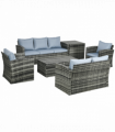 Outsunny 6 PCS Patio Rattan Sofa Set Conversation Furniture Grey