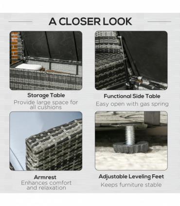 Outsunny 6 PCS Patio Rattan Sofa Set Conversation Furniture Grey