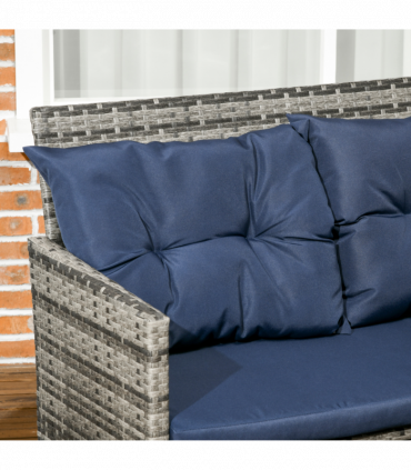 Outsunny 6 PCs Patio wicker Sofa Set Rattan Chair Furniture w/ Glass & Cushioned