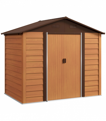 Outsunny 7.7x6.4ft Garden Shed, Tool Storage Sliding Door Wood Effect