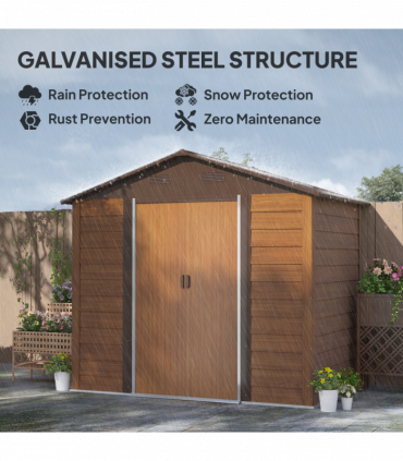 Outsunny 7.7x6.4ft Garden Shed, Tool Storage Sliding Door Wood Effect