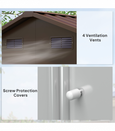 Outsunny 7.7x6.4ft Garden Shed, Tool Storage Sliding Door Wood Effect