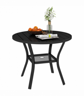 Outsunny 90 cm Garden Dining Table, Round Garden Table with Parasol Hole