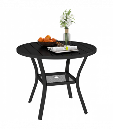 Outsunny 90 cm Garden Dining Table, Round Garden Table with Parasol Hole