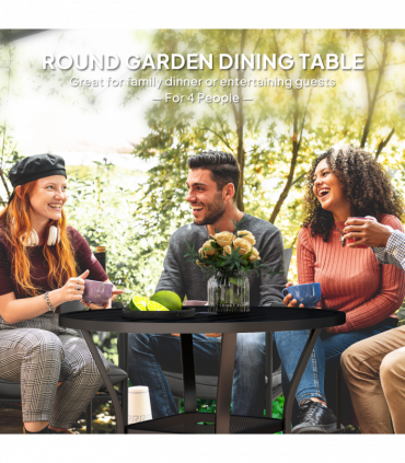 Outsunny 90 cm Garden Dining Table, Round Garden Table with Parasol Hole