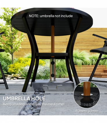 Outsunny 90 cm Garden Dining Table, Round Garden Table with Parasol Hole
