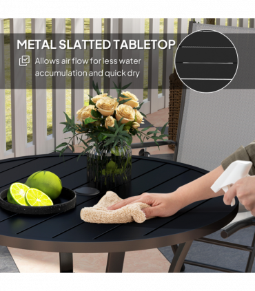Outsunny 90 cm Garden Dining Table, Round Garden Table with Parasol Hole