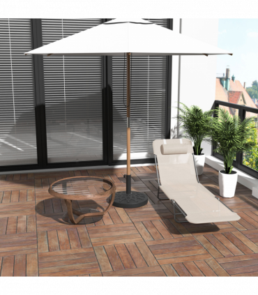 Outsunny Adjustable Sun Bed Garden Lounger Recliner Relaxing Camping Beige