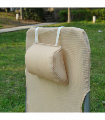 Outsunny Adjustable Sun Bed Garden Lounger Recliner Relaxing Camping Beige