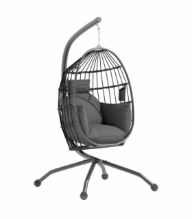 Outsunny Egg Chair Outdoor Indoor Garden Swing Chair, Folding Basket, Grey