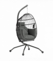 Outsunny Egg Chair Outdoor Indoor Garden Swing Chair, Folding Basket, Grey