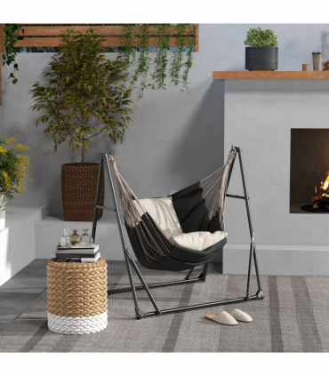 Outsunny Foldable Hammock Stand, 2 in 1 Hammock Net Stand, Hammock Chair Stand