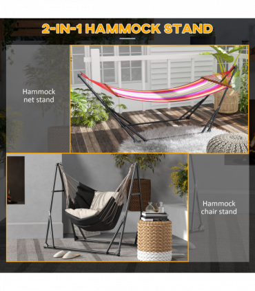 Outsunny Foldable Hammock Stand, 2 in 1 Hammock Net Stand, Hammock Chair Stand