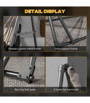 Outsunny Foldable Hammock Stand, 2 in 1 Hammock Net Stand, Hammock Chair Stand