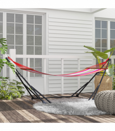 Outsunny Foldable Hammock Stand, 2 in 1 Hammock Net Stand, Hammock Chair Stand