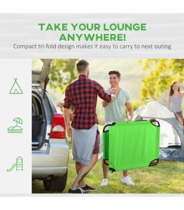 Outsunny Folding Sun Lounger Set of 2 Reclining Chair with Reading Hole Green