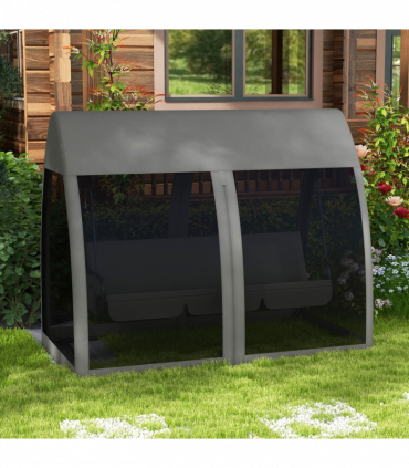 Outsunny Garden Swing Chair Patio Hammock 3 Seater Bench Canopy Lounger Grey