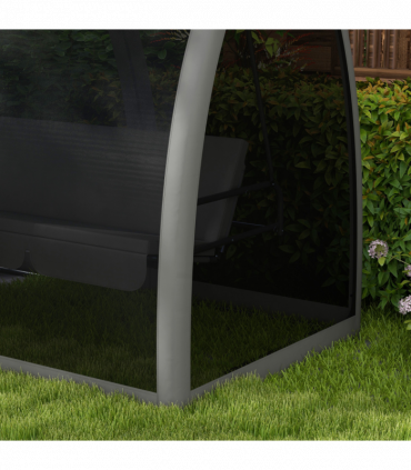 Outsunny Garden Swing Chair Patio Hammock 3 Seater Bench Canopy Lounger Grey