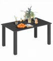 Outsunny Garden Table with Parasol Hole, Slatted Metal Tabletop, Black