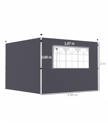 Outsunny Gazebo Replacement Exchangeable Wall Panels w/  Window, Dark Grey