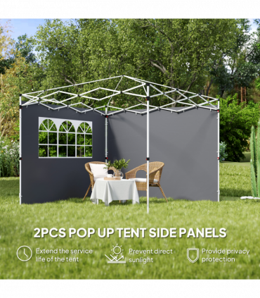 Outsunny Gazebo Replacement Exchangeable Wall Panels w/  Window, Dark Grey