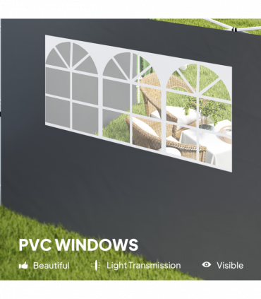 Outsunny Gazebo Replacement Exchangeable Wall Panels w/  Window, Dark Grey