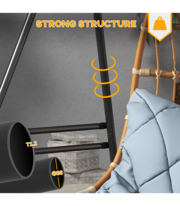 Outsunny Hammock Chair Stand Metal Frame Hammock Stand Only, Black