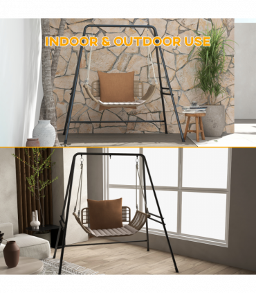 Outsunny Hammock Chair Stand Metal Frame Hammock Stand Only, Black