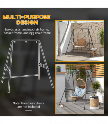 Outsunny Hammock Chair Stand Metal Frame Hammock Stand Only, Black