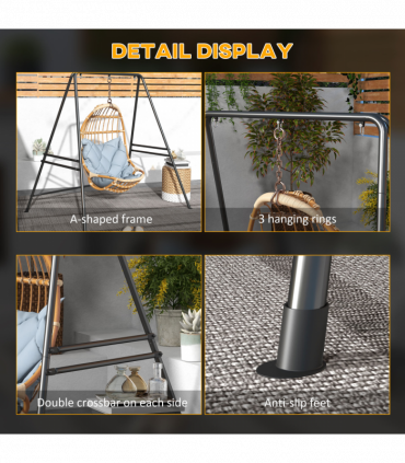 Outsunny Hammock Chair Stand Metal Frame Hammock Stand Only, Black