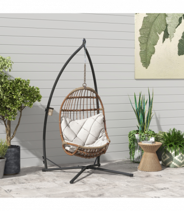 Outsunny Hammock Chair Stand, Steel Frame Hammock Stand Only, Black