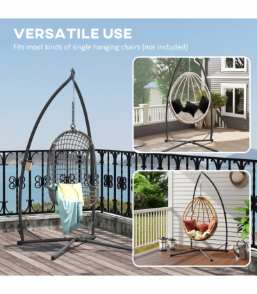 Outsunny Hammock Chair Stand, Steel Frame Hammock Stand Only, Black