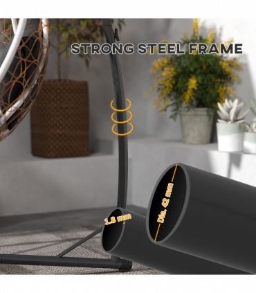 Outsunny Hammock Chair Stand, Steel Frame Hammock Stand Only, Black