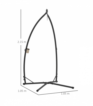 Outsunny Hammock Chair Stand, Steel Frame Hammock Stand Only, Black