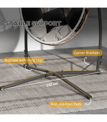 Outsunny Hammock Chair Stand, Steel Frame Hammock Stand Only, Black