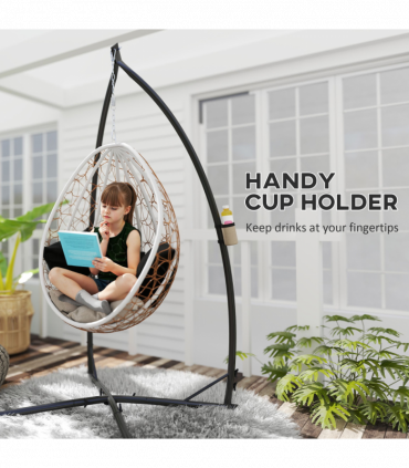 Outsunny Hammock Chair Stand, Steel Frame Hammock Stand Only, Black