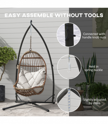 Outsunny Hammock Chair Stand, Steel Frame Hammock Stand Only, Black