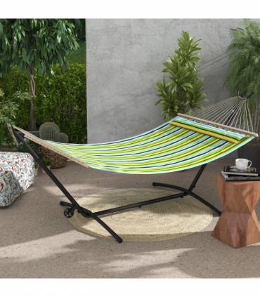 Outsunny Hammock Stand w/ Wheels, Adjustable Hammock Stand w/ Carry Bag, Black