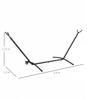 Outsunny Hammock Stand w/ Wheels, Adjustable Hammock Stand w/ Carry Bag, Black