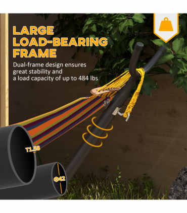 Outsunny Hammock Stand w/ Wheels, Adjustable Hammock Stand w/ Carry Bag, Black