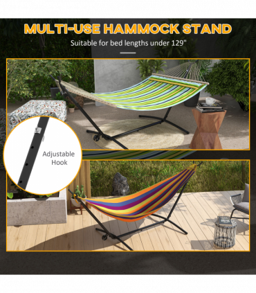 Outsunny Hammock Stand w/ Wheels, Adjustable Hammock Stand w/ Carry Bag, Black